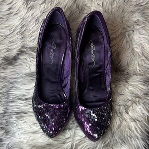Ed Hardy Purple Sequin Pointed-Toe Heels
